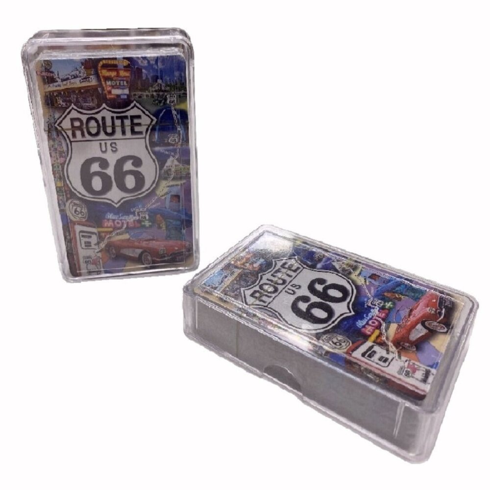 Route 66 Historic Playing Cards with Carrying Case NEW Fast Ship